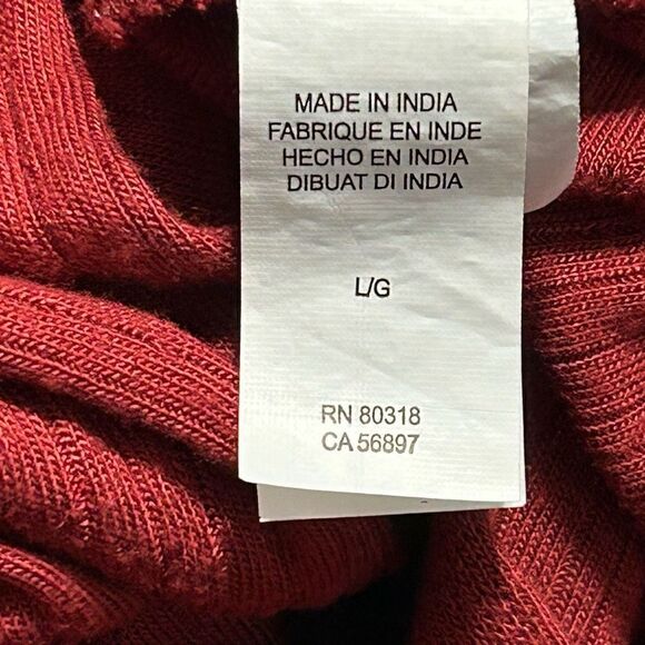 Lucky Brand Brick Red Top Women’s Large Long Sleeve Boho Blouse Tassel Popover - Picture 12 of 14